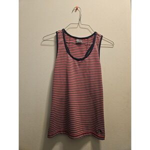 Tommy Jeans Womens Red White Blue Striped Racerback Tank Top Size Medium M